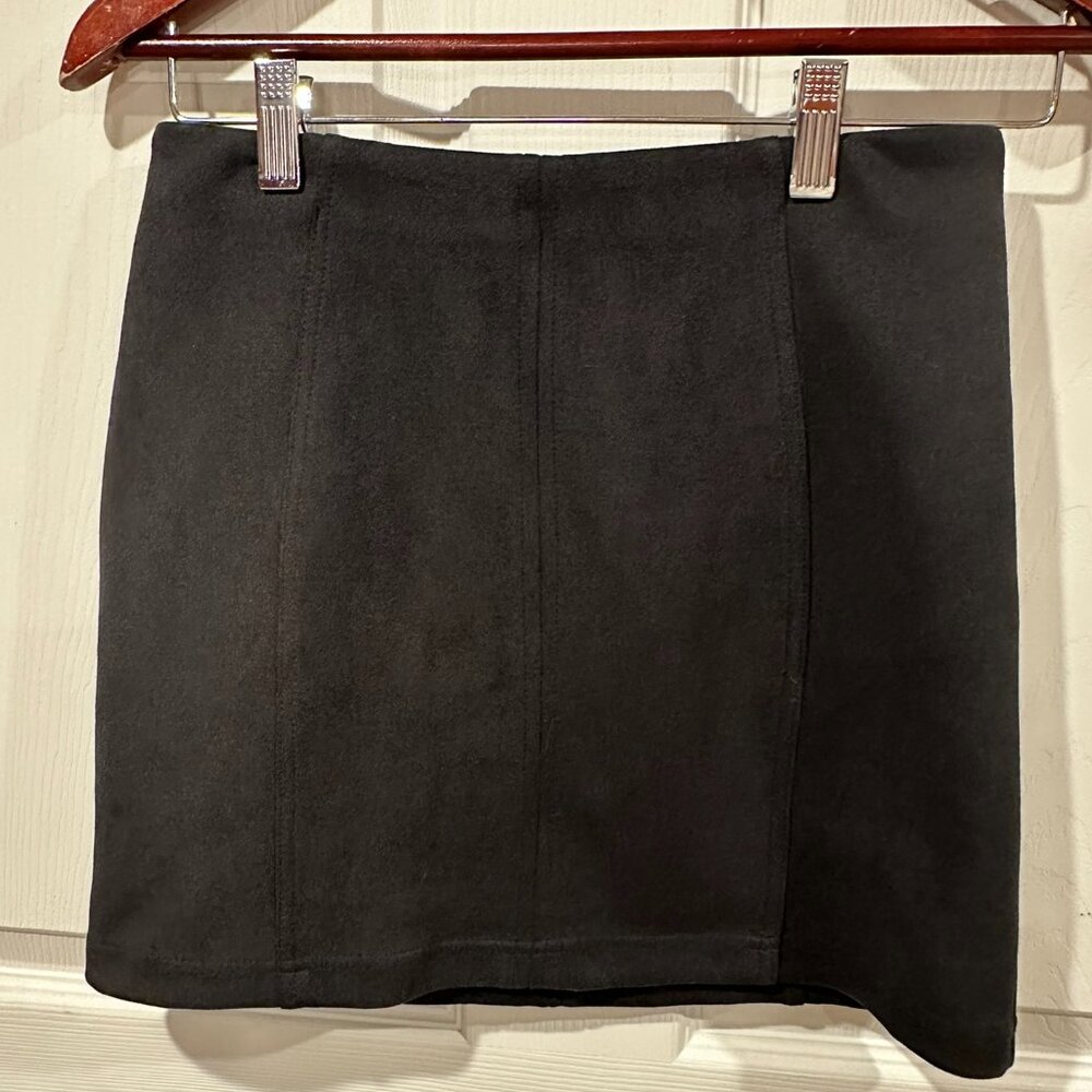 Shinestar Womens Black Faux Leather Suede Stretch Mini Skirt Size S 275